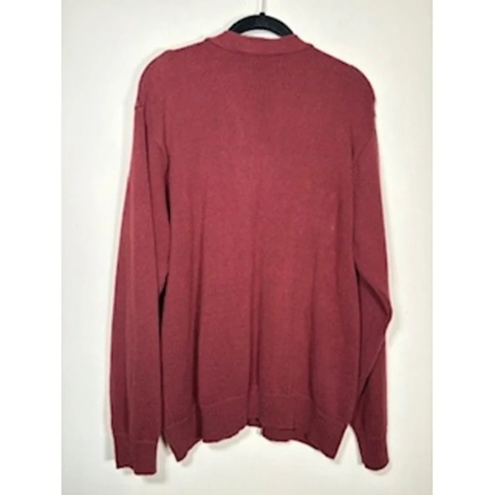 Oscar de la Renta Cardigan Sweater XL Burgundy Red Button Front Knit Grandpacore